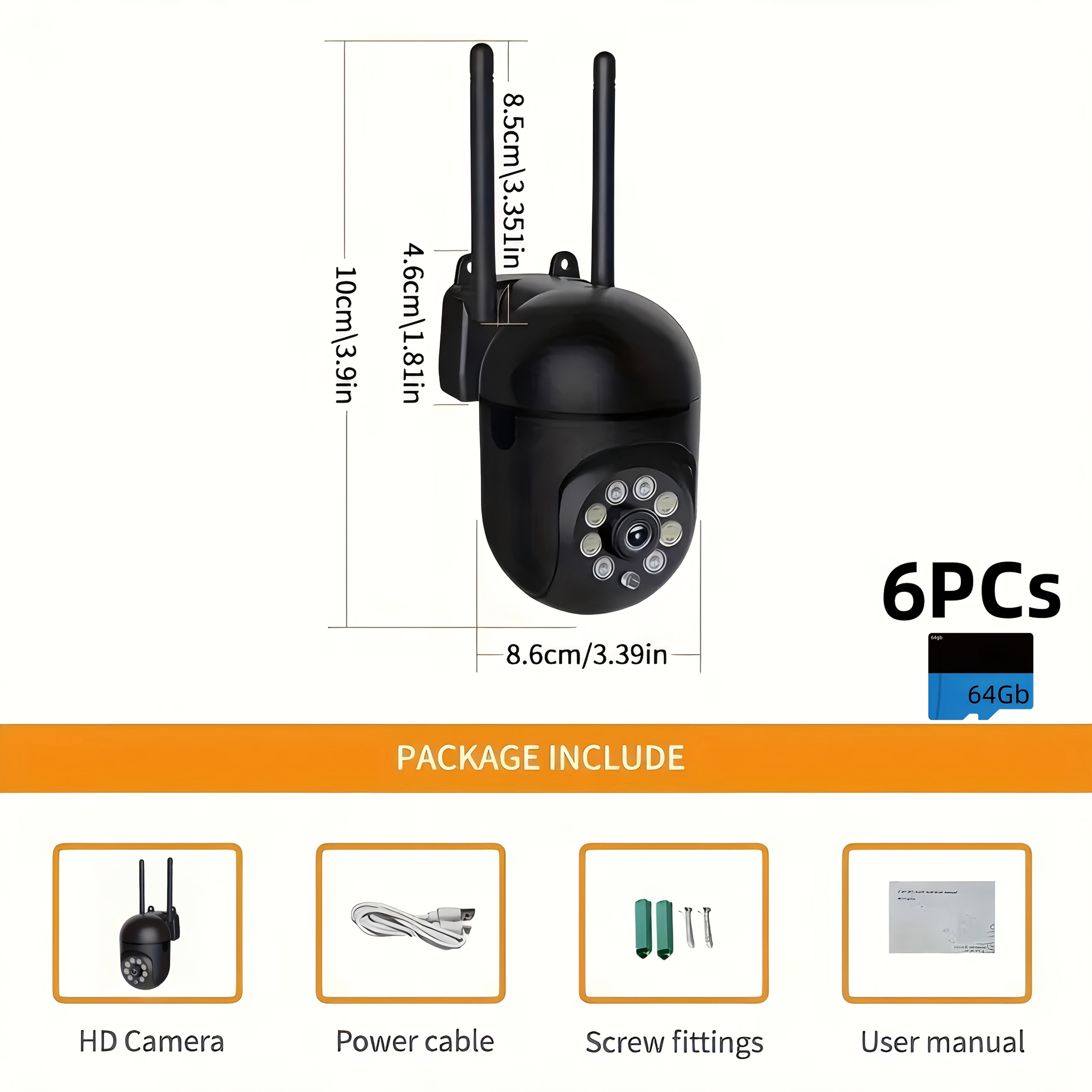 2PCS 1080P WiFi Security Cameras – Indoor/Outdoor with Night Vision