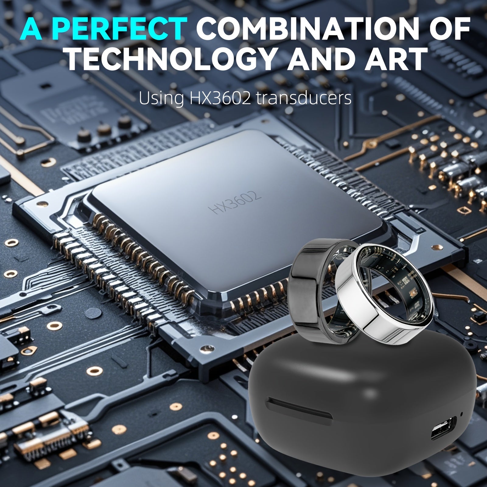 Smart Fitness Ring with Charging Case – iOS & Android Compatible