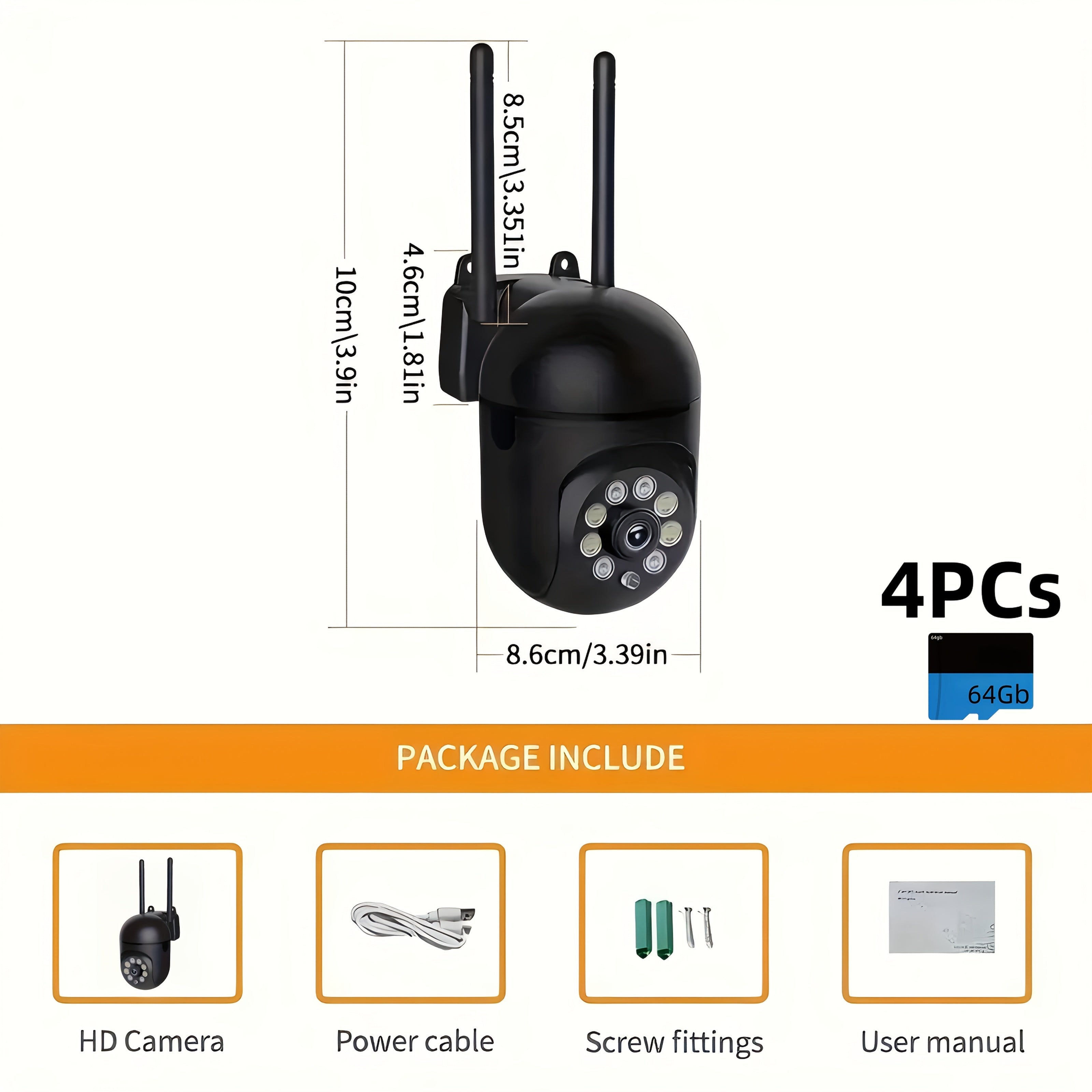 2PCS 1080P WiFi Security Cameras – Indoor/Outdoor with Night Vision