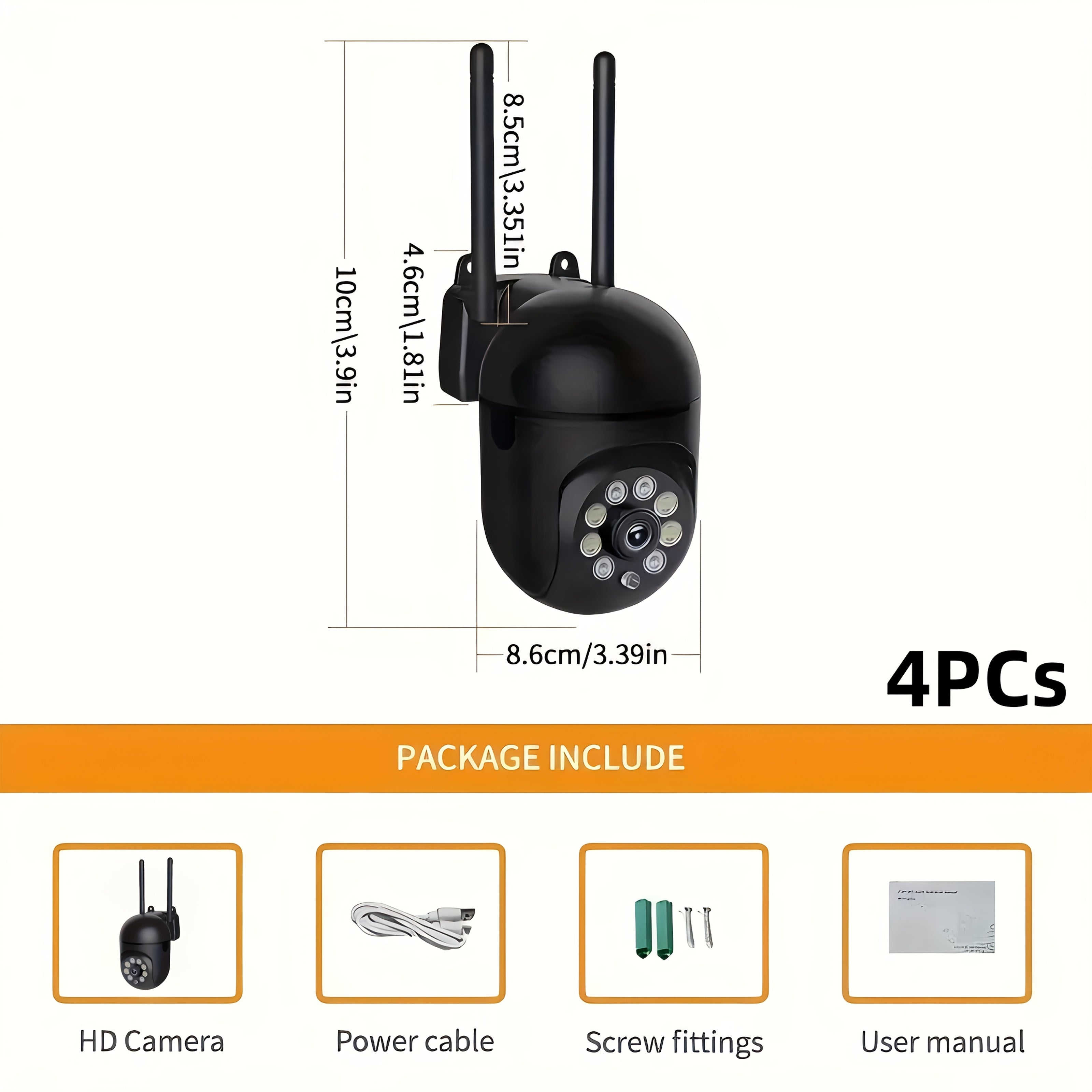 2PCS 1080P WiFi Security Cameras – Indoor/Outdoor with Night Vision