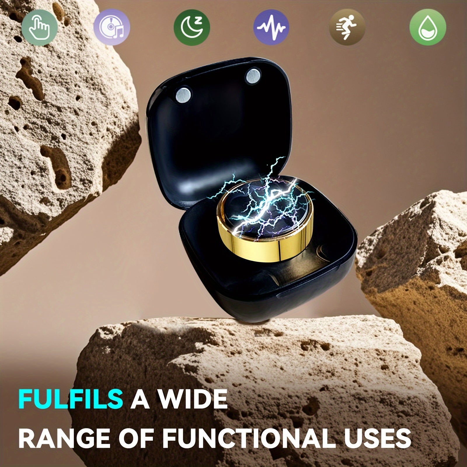 Smart Fitness Ring with Charging Case – iOS & Android Compatible