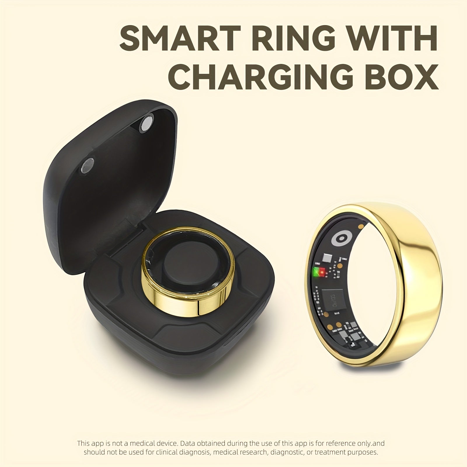 Smart Fitness Ring with Charging Case – iOS & Android Compatible