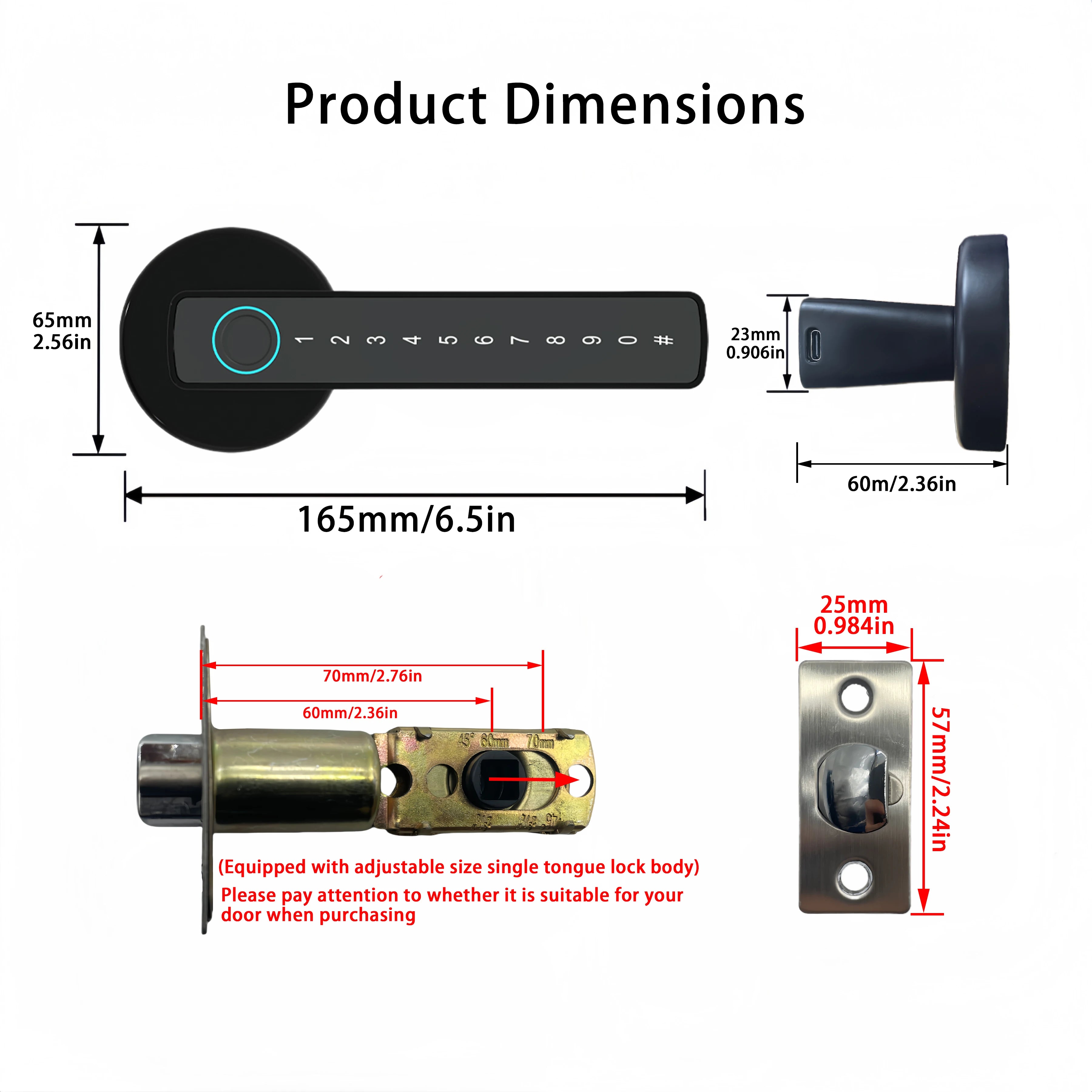 RAYKUBE M5 Smart Fingerprint Door Lock – Tuya APP Compatible