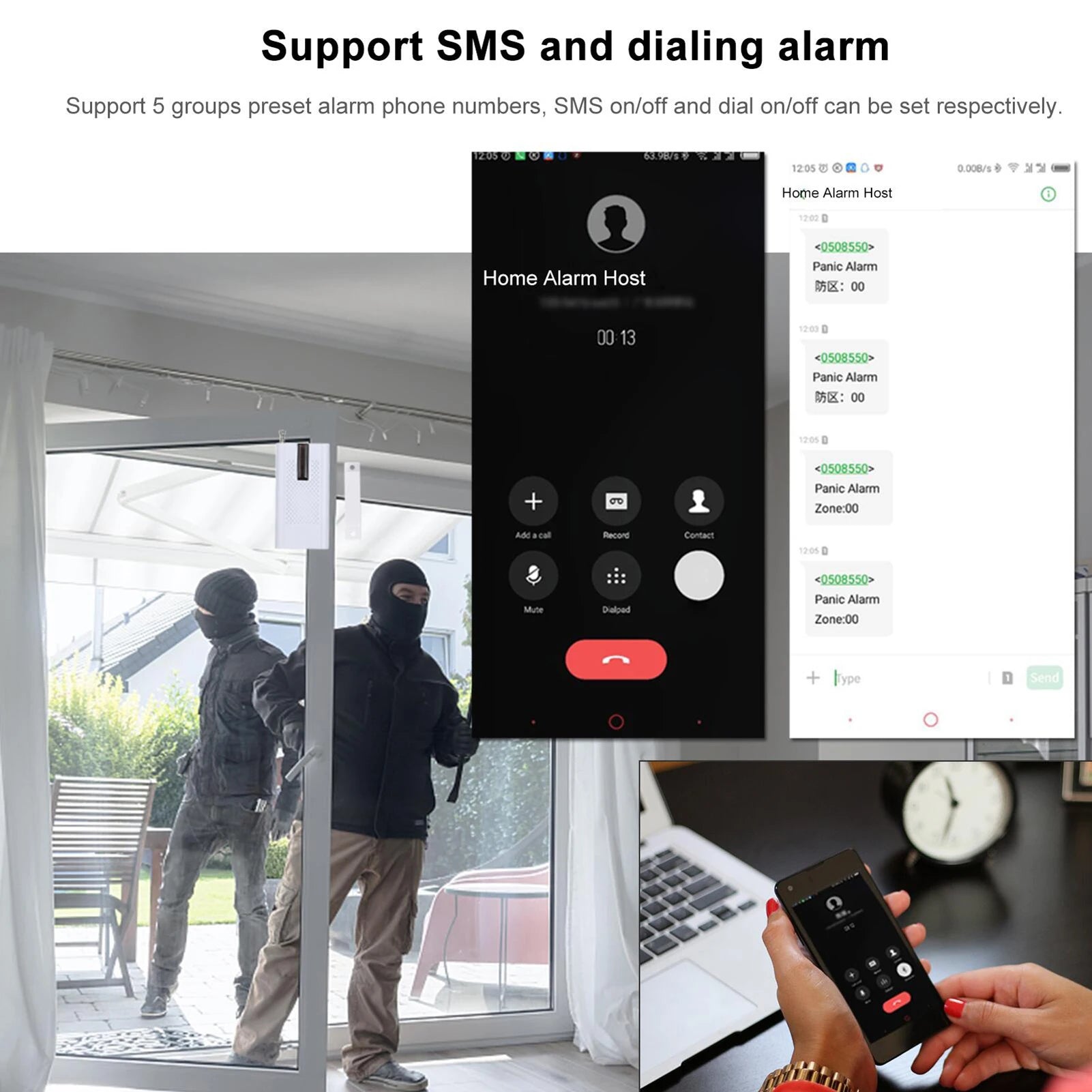 433MHz WiFi + GSM Wireless Home Alarm System with LCD