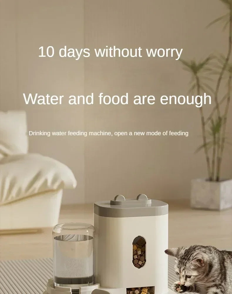 Automatic Pet Feeder & Water Fountain Bowl with Raised Stand