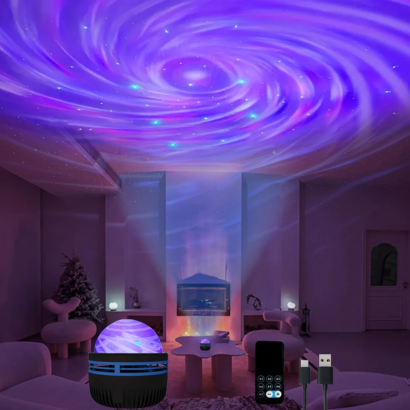 2-in-1 LED Galaxy Northern Light Projector