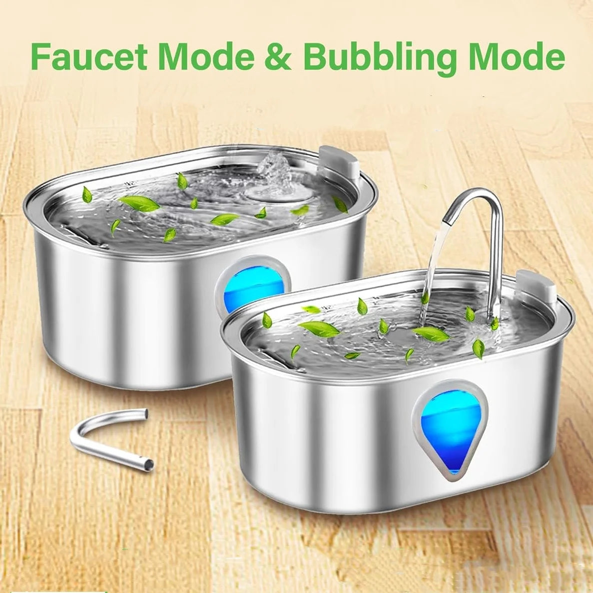 3.5L Stainless Steel Cat Water Fountain with LED Light