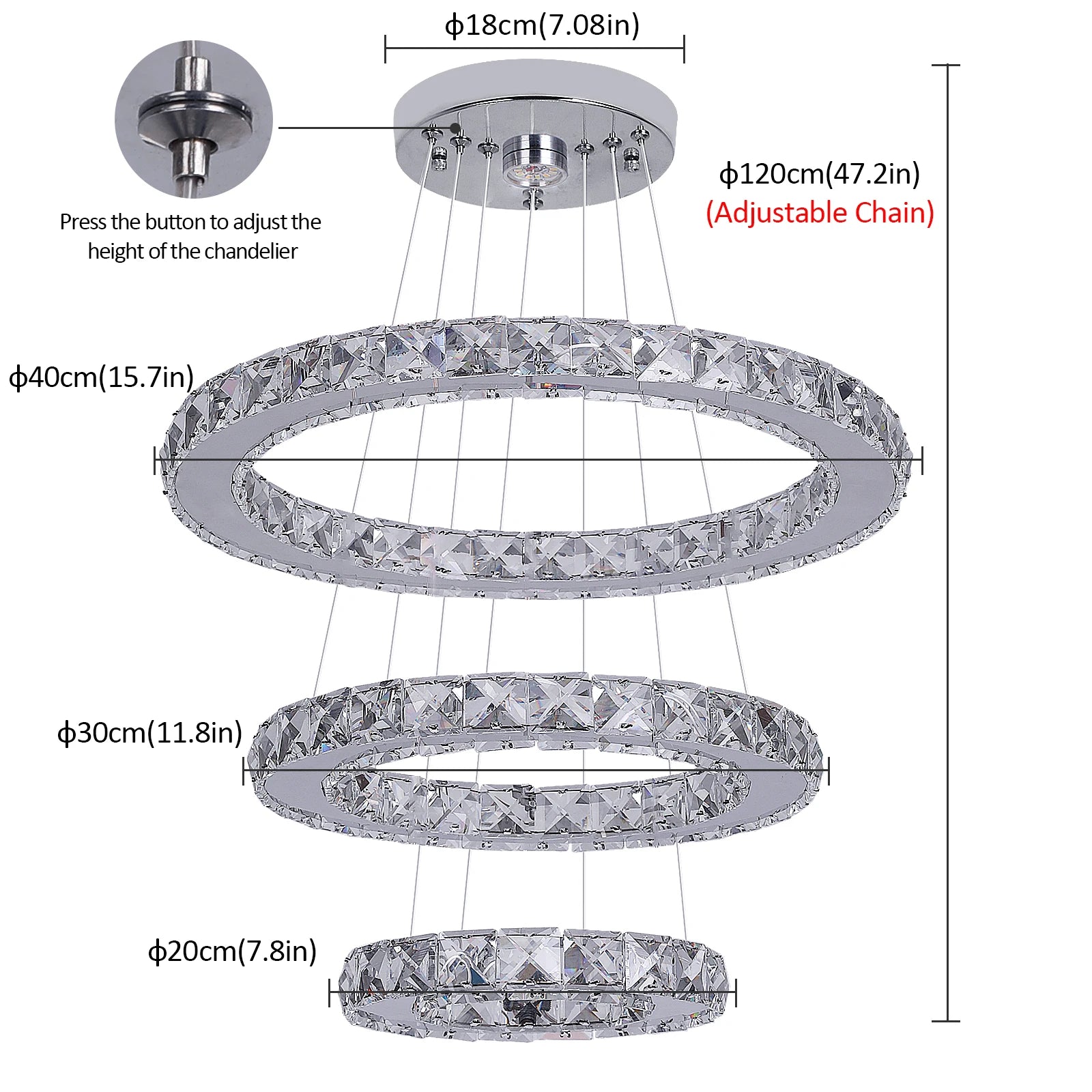 Crystal Luxury Smart Pendant Light with Remote Control