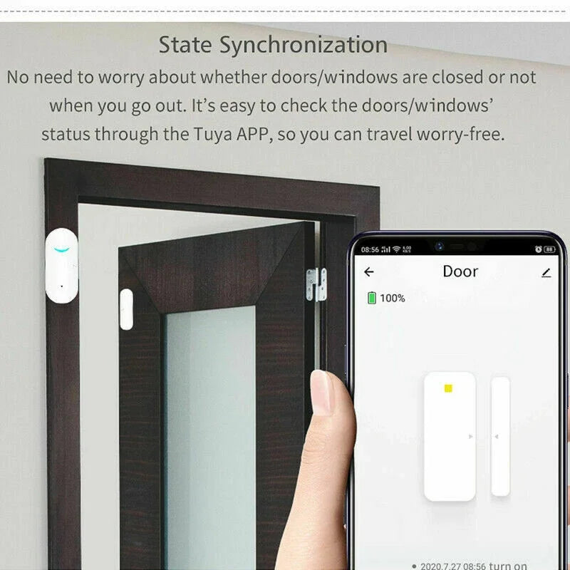 Smart Wi-Fi Door & Window Alarm Sensor – Tuya, Alexa, Google Compatible