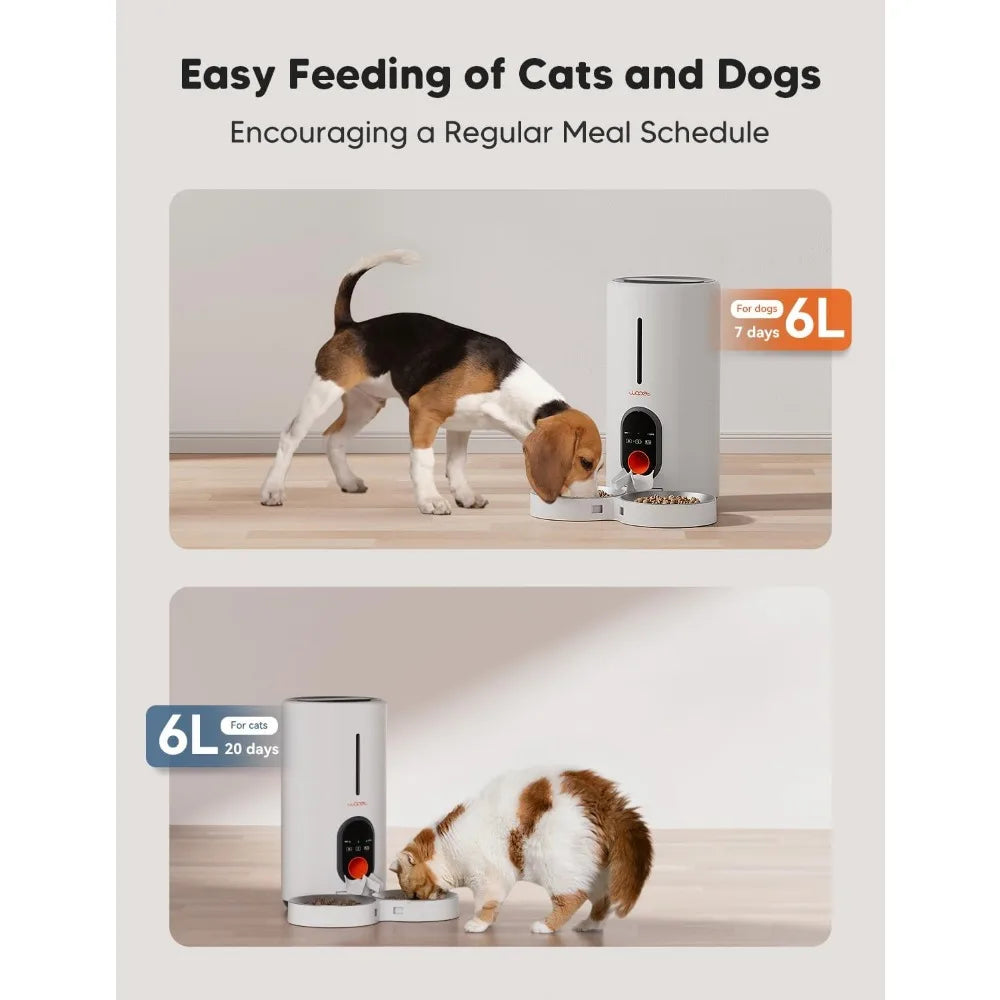 5G WiFi Automatic Pet Feeder for Two Cats or Dogs, 6L
