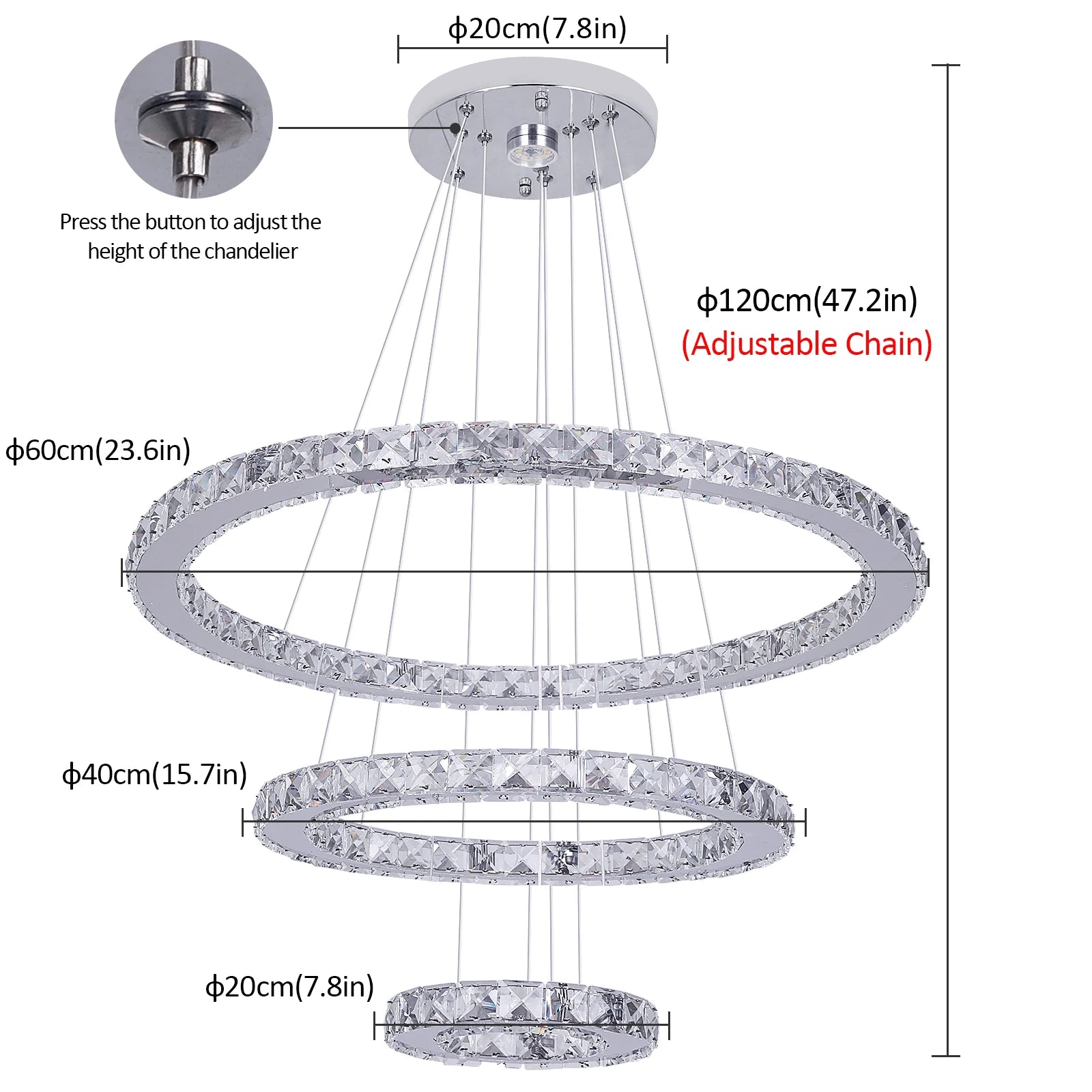 Crystal Luxury Smart Pendant Light with Remote Control