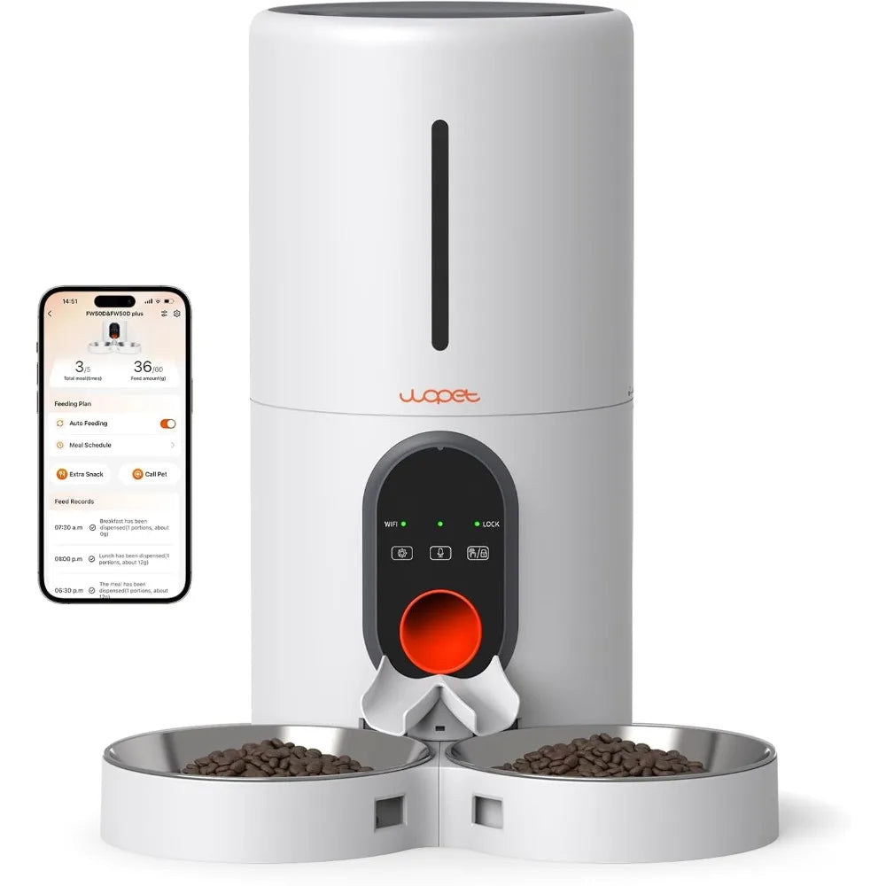 5G WiFi Automatic Pet Feeder for Two Cats or Dogs, 6L