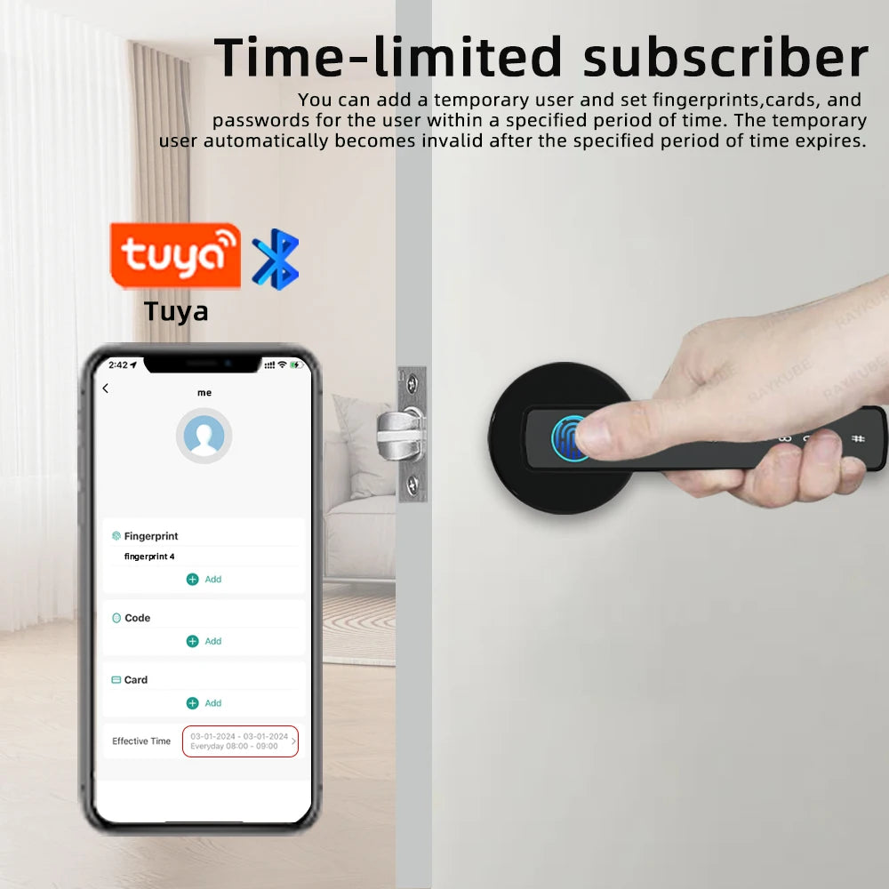 RAYKUBE M5 Smart Fingerprint Door Lock – Tuya APP Compatible