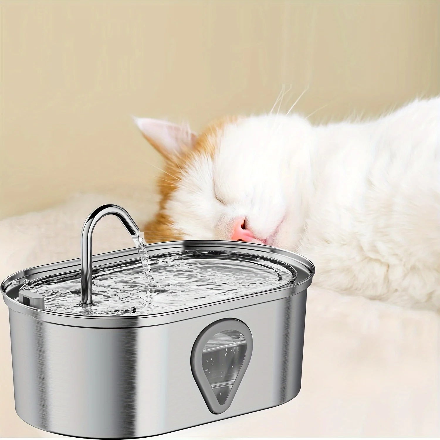 3.5L Stainless Steel Cat Water Fountain with LED Light