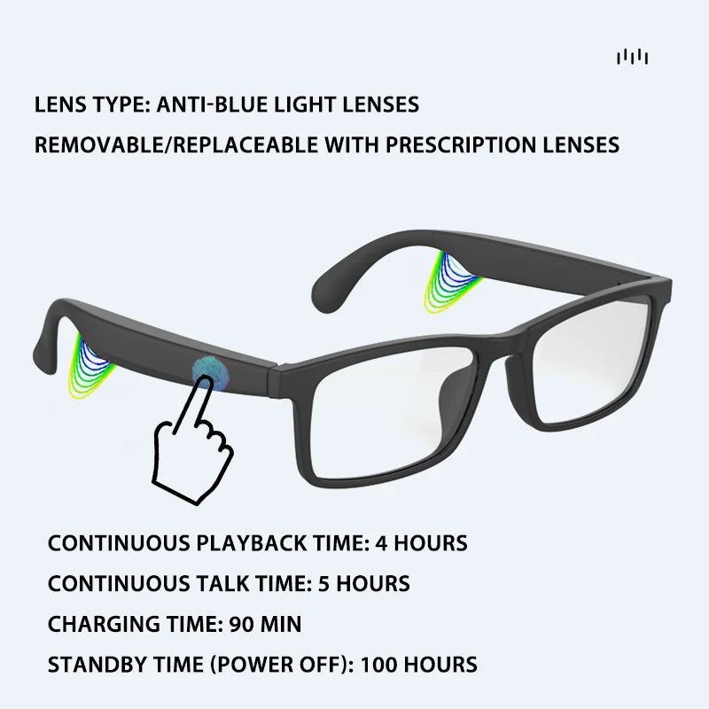 Smart Bluetooth Glasses with Speaker & Hands-Free Calling