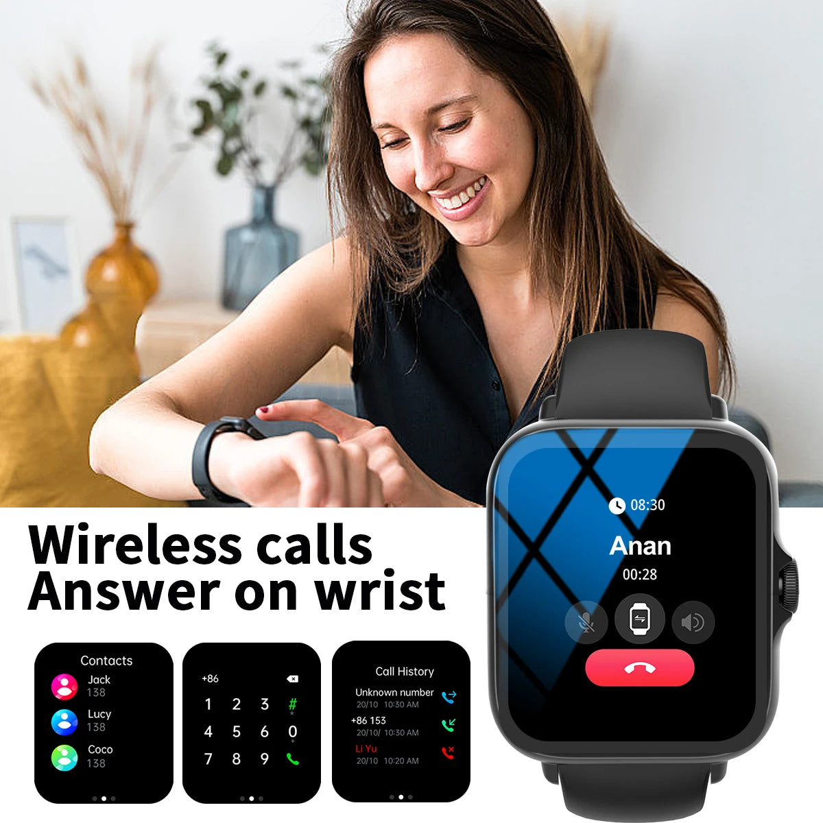 Smart Watch with Call Function & Multi-Sport Modes