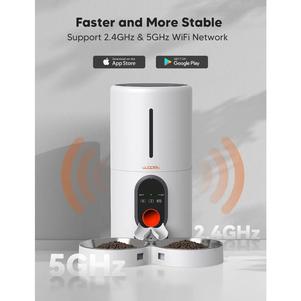 5G WiFi Automatic Pet Feeder for Two Cats or Dogs, 6L