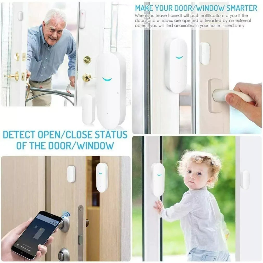 Smart Wi-Fi Door & Window Alarm Sensor – Tuya, Alexa, Google Compatible