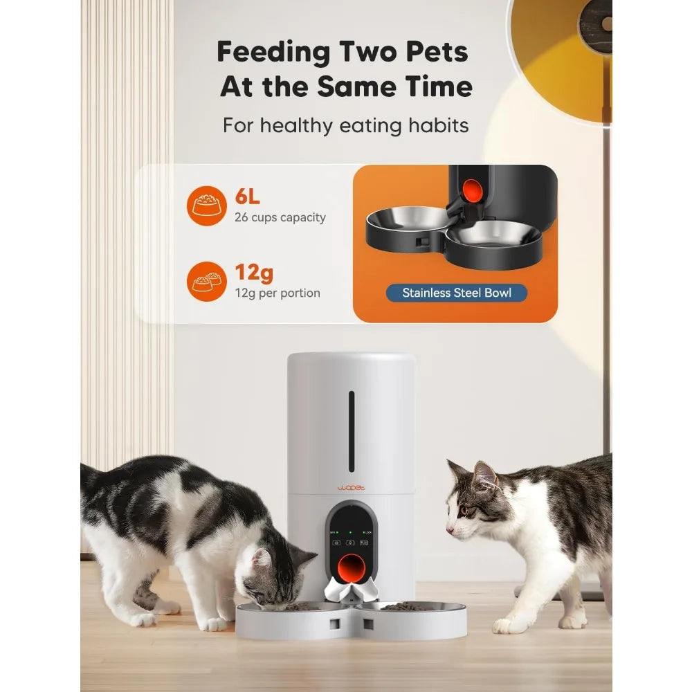 5G WiFi Automatic Pet Feeder for Two Cats or Dogs, 6L