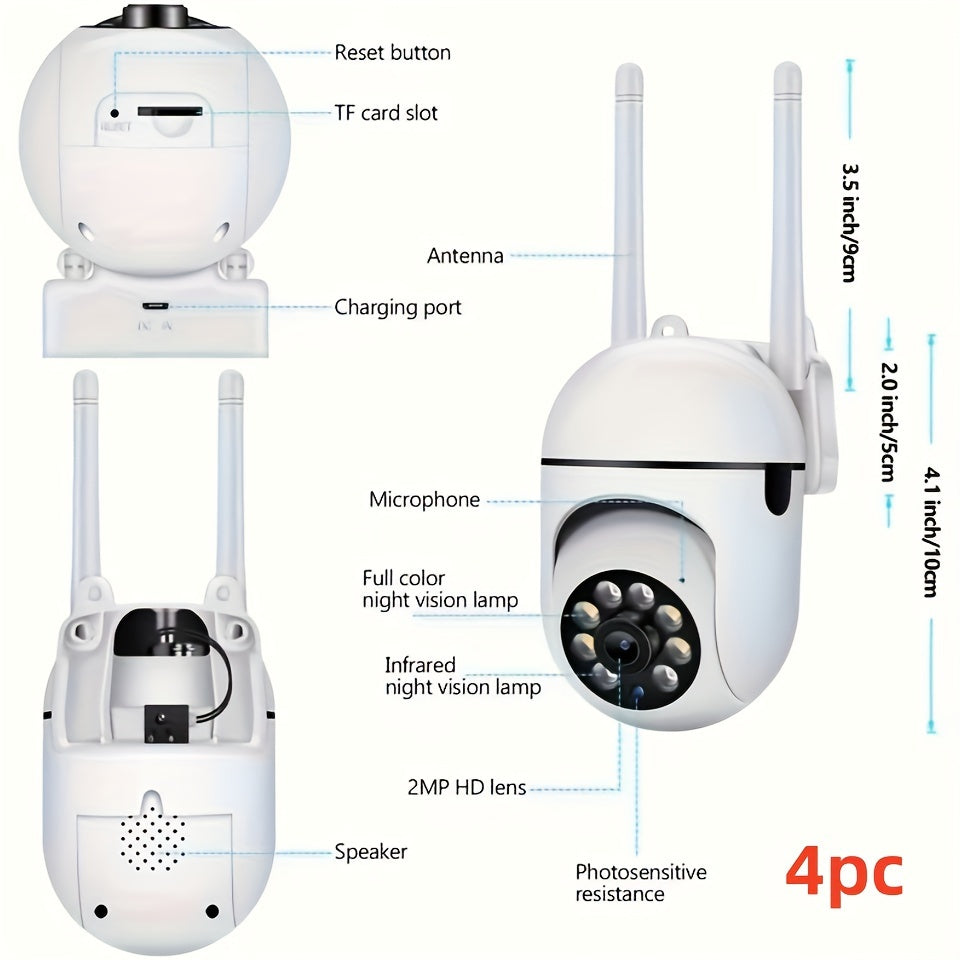 2PCS 1080P WiFi Security Cameras – Indoor/Outdoor with Night Vision