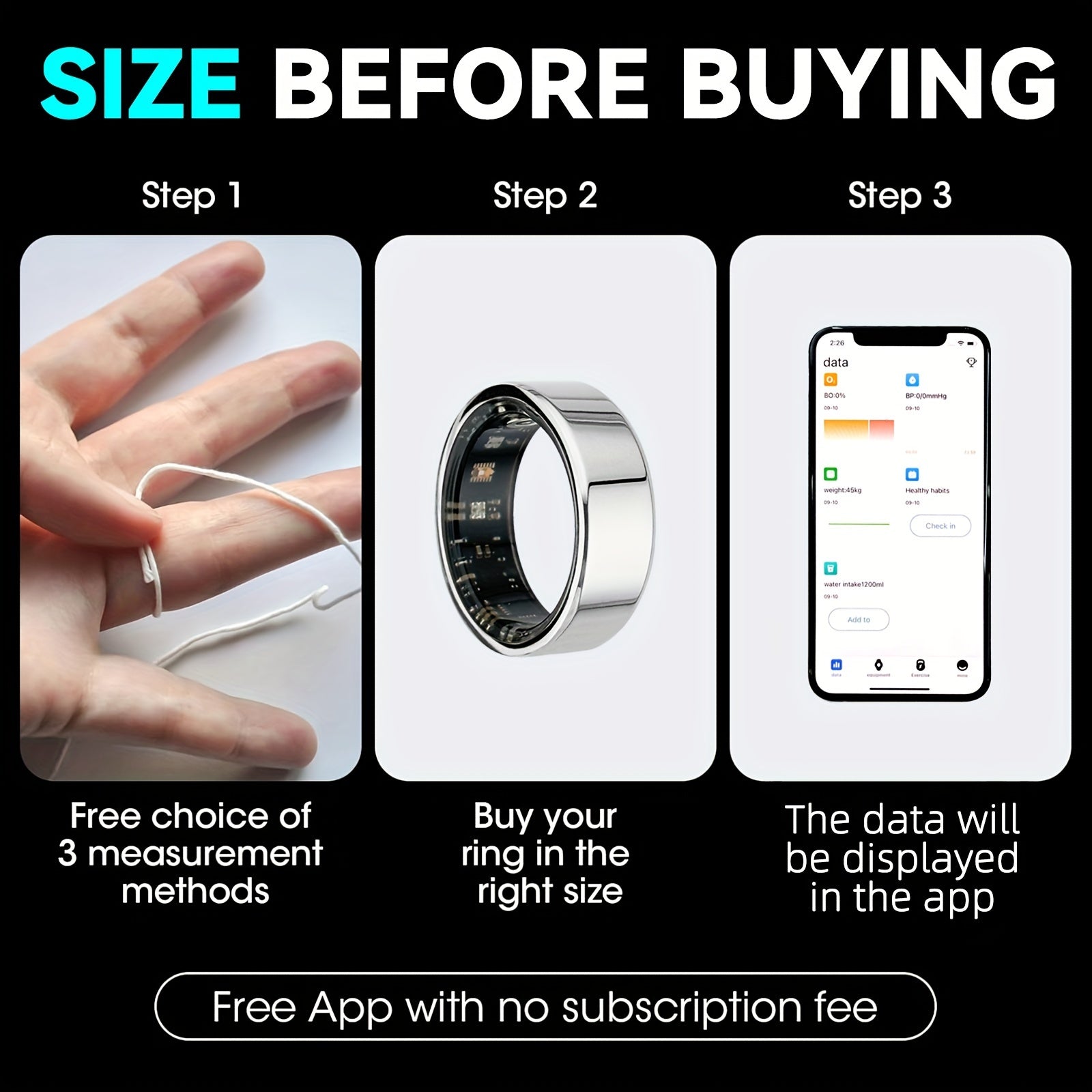 Smart Fitness Ring with Charging Case – iOS & Android Compatible
