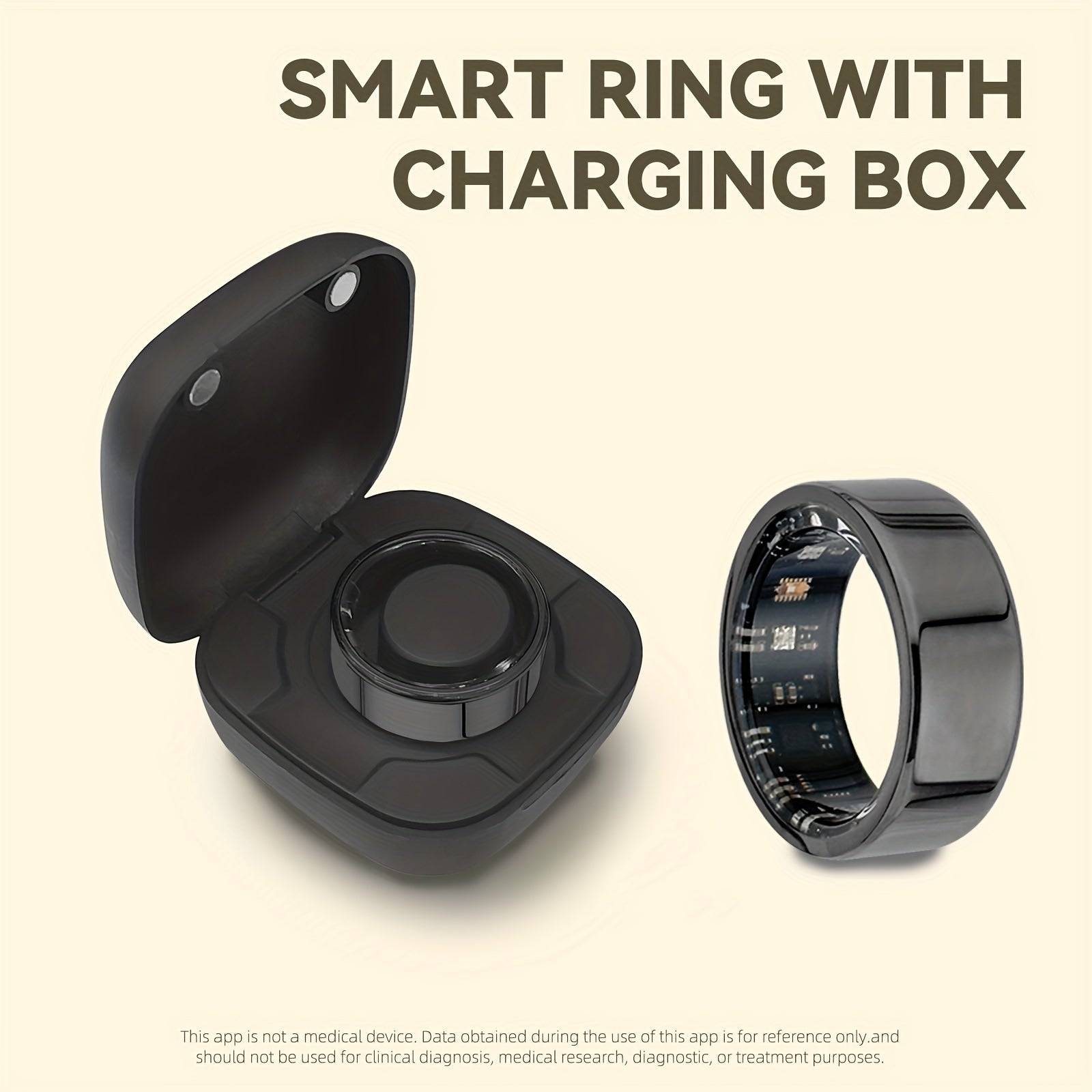 Smart Fitness Ring with Charging Case – iOS & Android Compatible