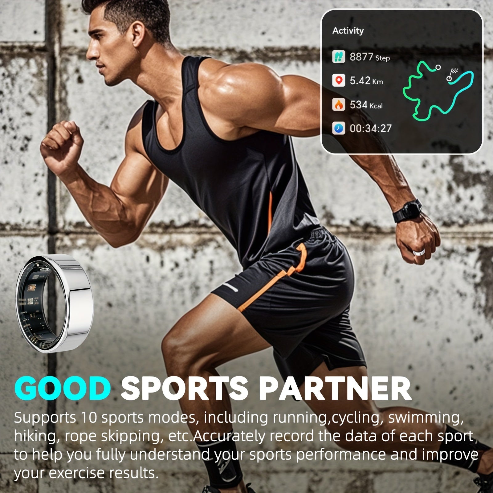 Smart Fitness Ring with Charging Case – iOS & Android Compatible
