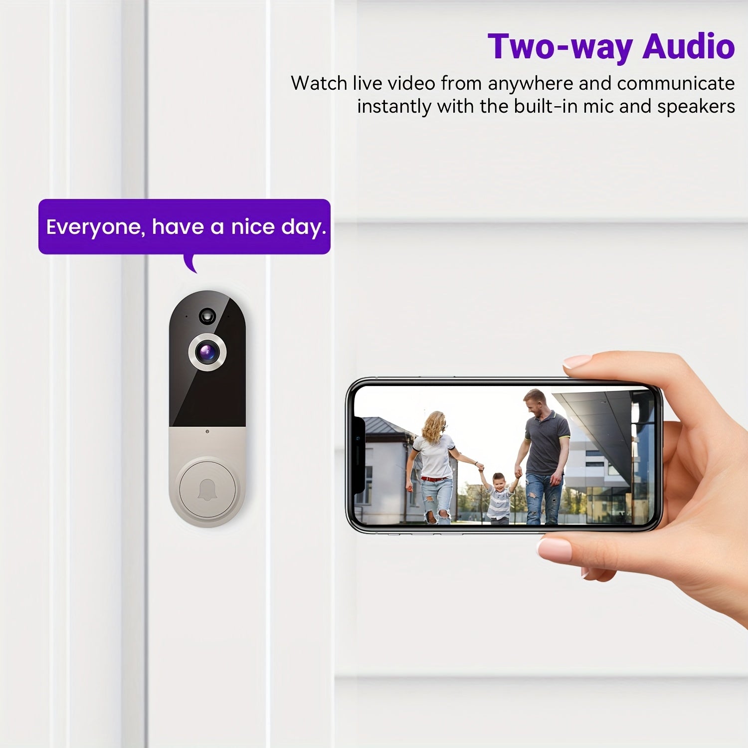 1080P HD Smart Video Doorbell with AI Detection & Night Vision
