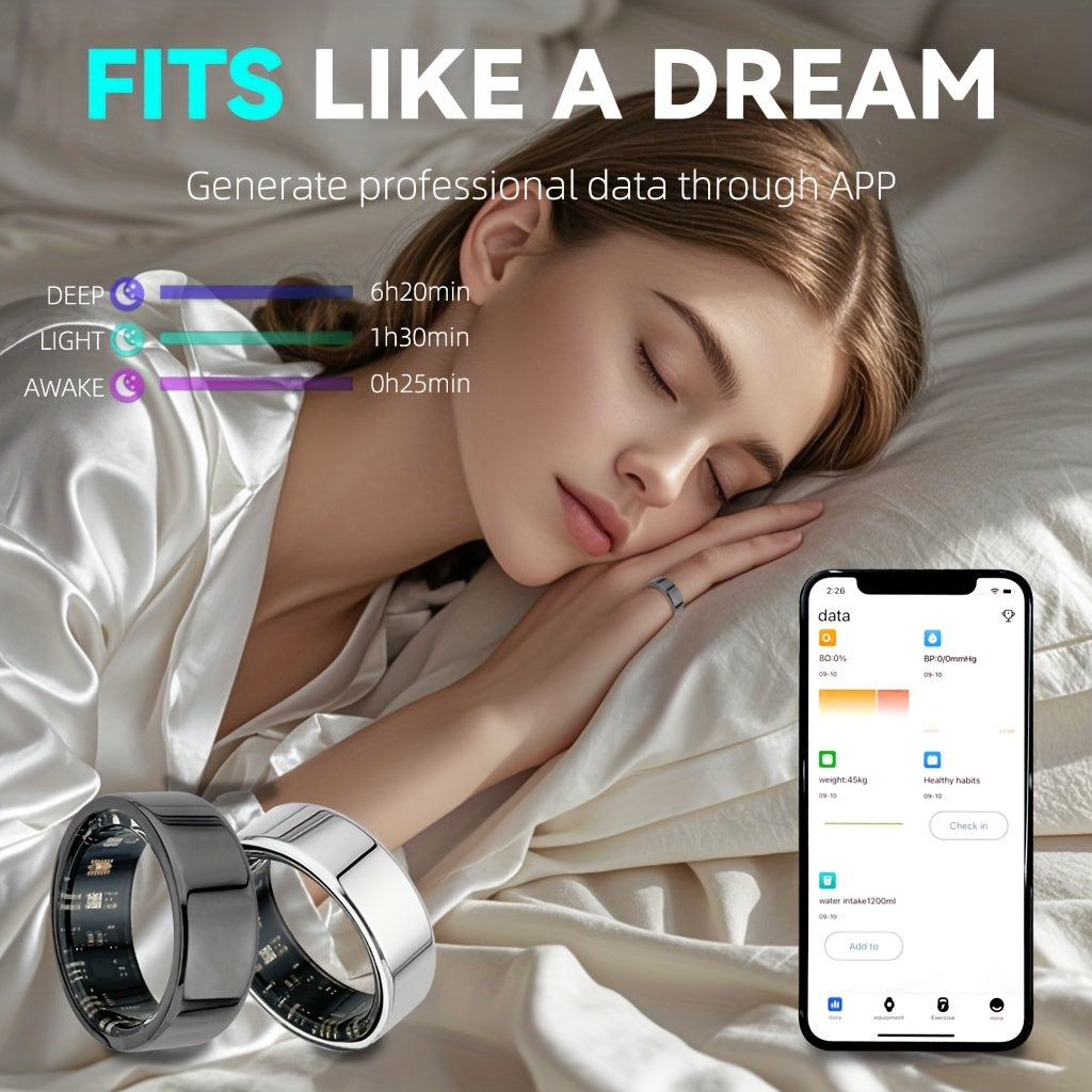 Smart Fitness Ring with Charging Case – iOS & Android Compatible